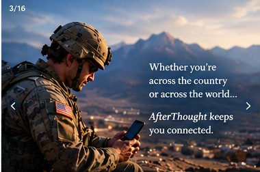 A service member abroad using a phone